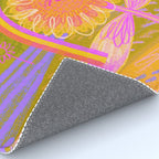Retro Sunflower & Rainbow in Green & Pink Rug Gallery Image 4