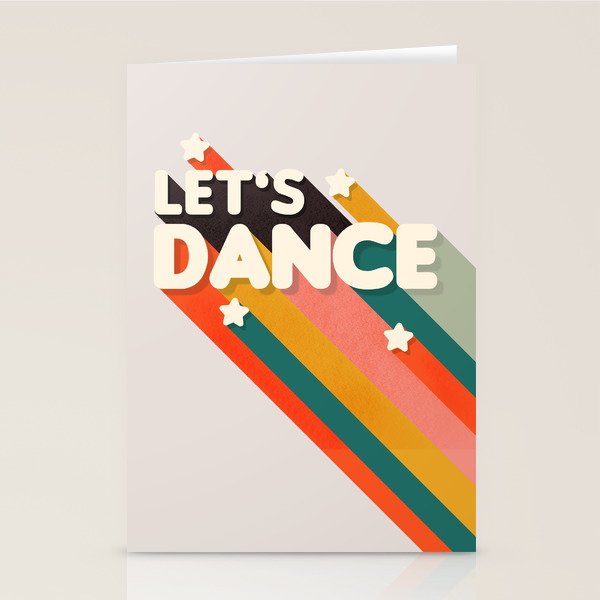 Let's Dance - retro rainbow typography Stationery Card Gallery Image 2