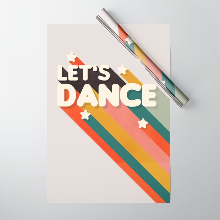 Let's Dance - retro rainbow typography Wrapping Paper Gallery Image 1