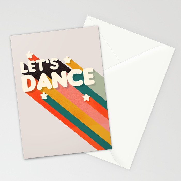 Let's Dance - retro rainbow typography Stationery Card Gallery Image 2