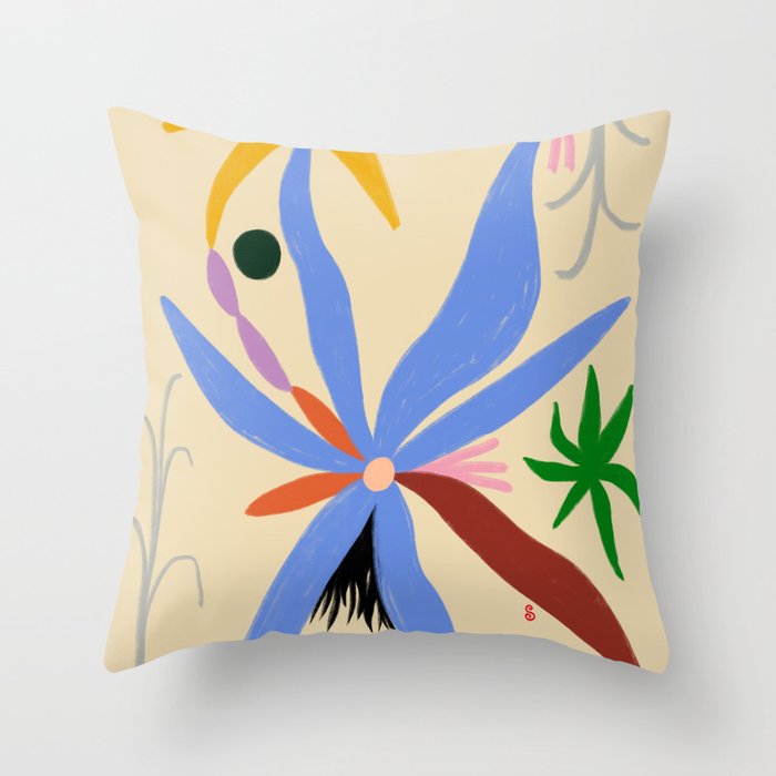 FLOWERS IN MY HEAD Throw Pillow Gallery Image 6