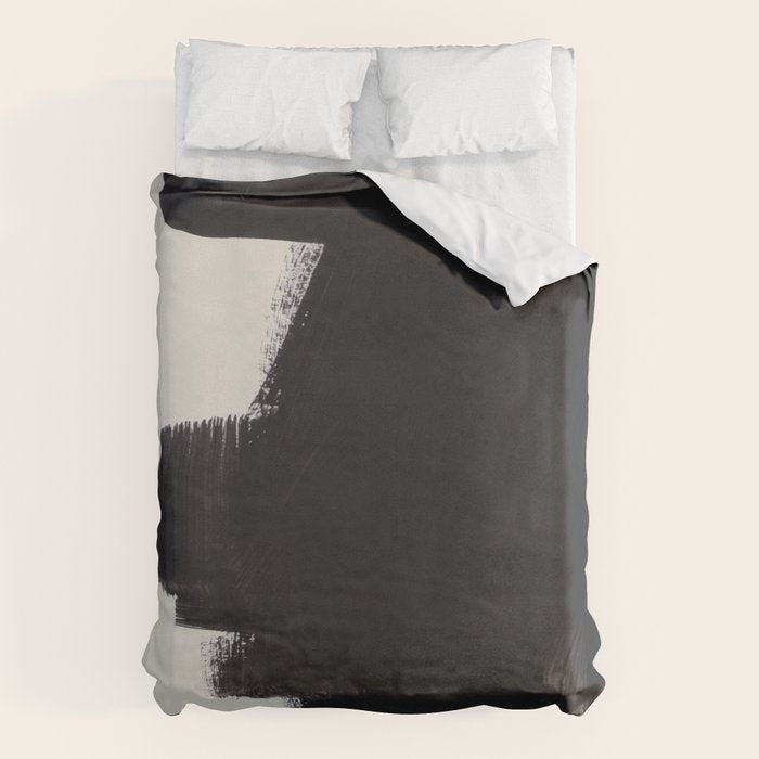 Mid Century Modern Minimalist Abstract Art Brush Strokes Black & White Ink Art Colorfield Duvet Cover Gallery Image 6