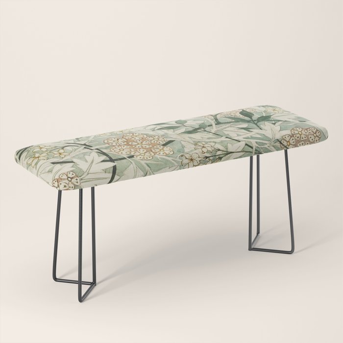 Shabby vintage ivory green rustic floral pattern Bench Gallery Image 1