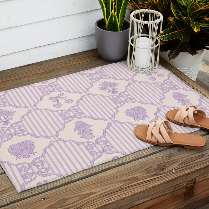 Eloise Print in Lavender Outdoor Rug Gallery Image 2