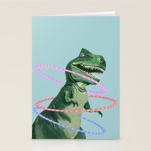 T-Rex the Hula Dancer in Green Stationery Card Gallery Image 2