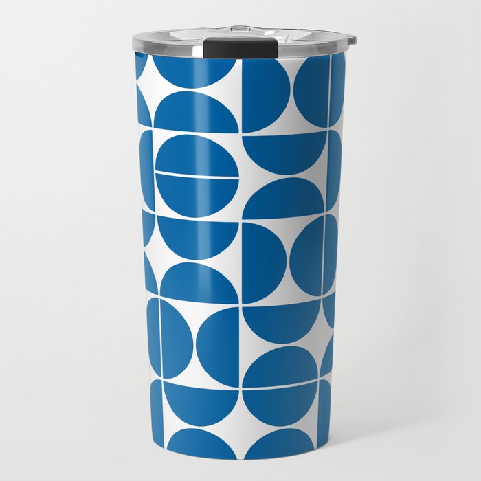 Mid Century Modern Geometric 04 Electric Blue Travel Mug Gallery Image 1