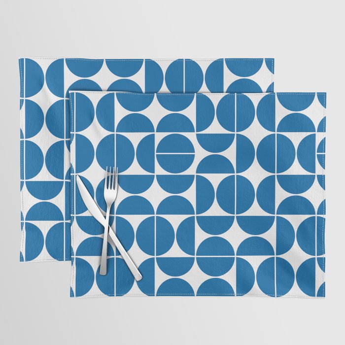 Mid Century Modern Geometric 04 Electric Blue Placemat Gallery Image 1
