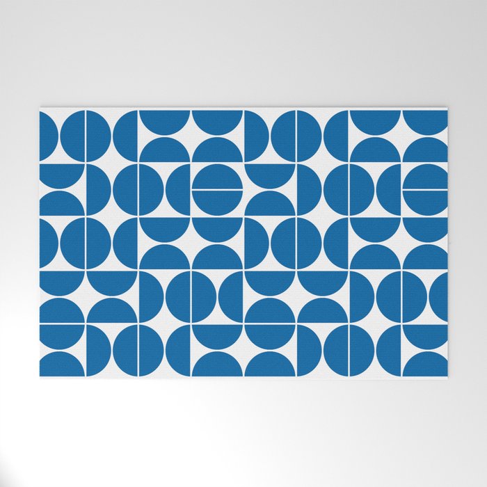 Mid Century Modern Geometric 04 Electric Blue Welcome Mat Gallery Image 1