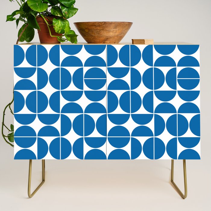 Mid Century Modern Geometric 04 Electric Blue Credenza Gallery Image 1