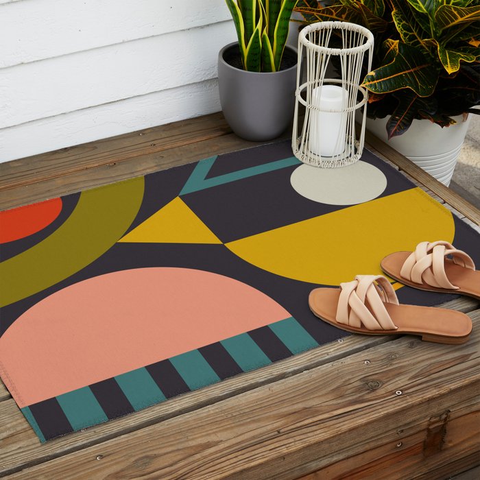 mid century bauhaus geometry abstract 2020 Outdoor Rug Gallery Image 2
