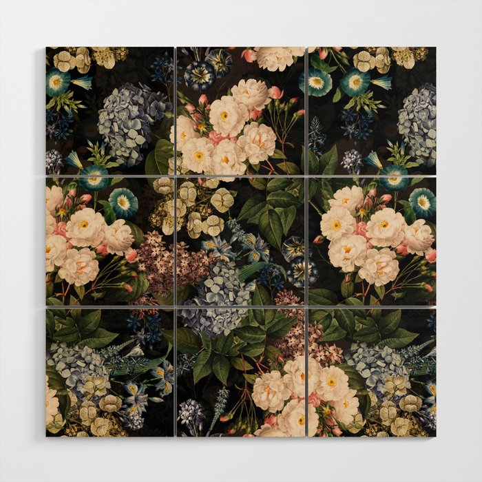 Mystic Vintage Midnight Rose Garden Wood Wall Art Gallery Image 1