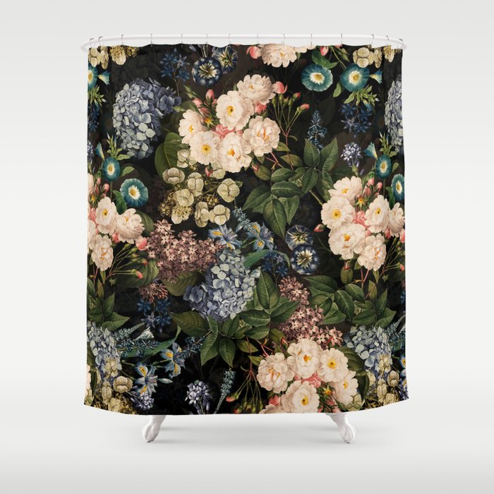 Mystic Vintage Midnight Rose Garden Shower Curtain Gallery Image 1