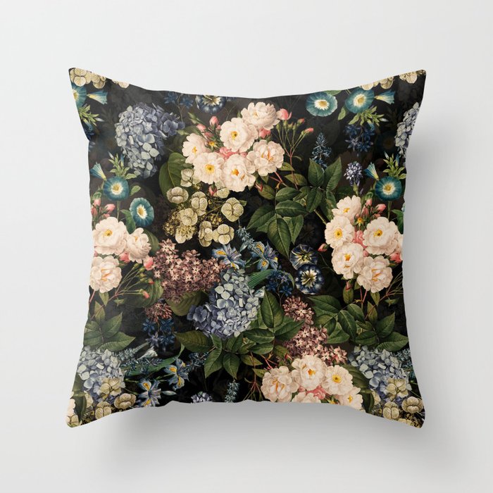 Mystic Vintage Midnight Rose Garden Throw Pillow Gallery Image 6