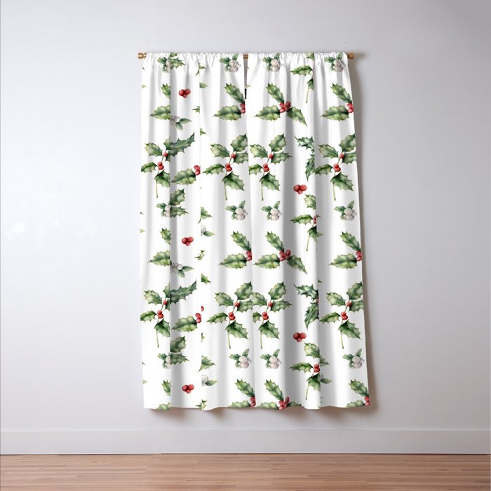 Christmas Holly Window Curtain Gallery Image 3