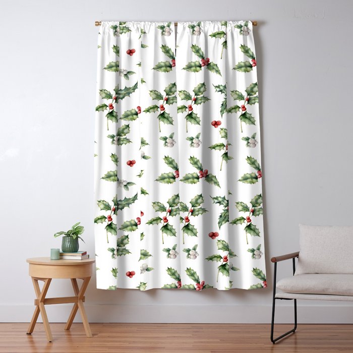 Christmas Holly Window Curtain Gallery Image 5