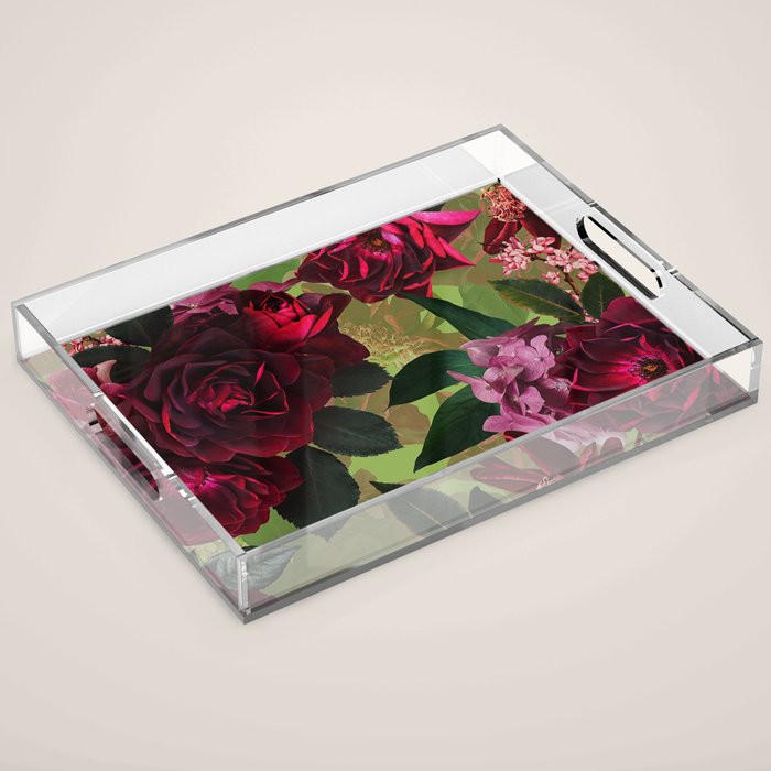 Vintage & Shabby Chic - Botanical Roses Summer Garden   Acrylic Tray Gallery Image 1