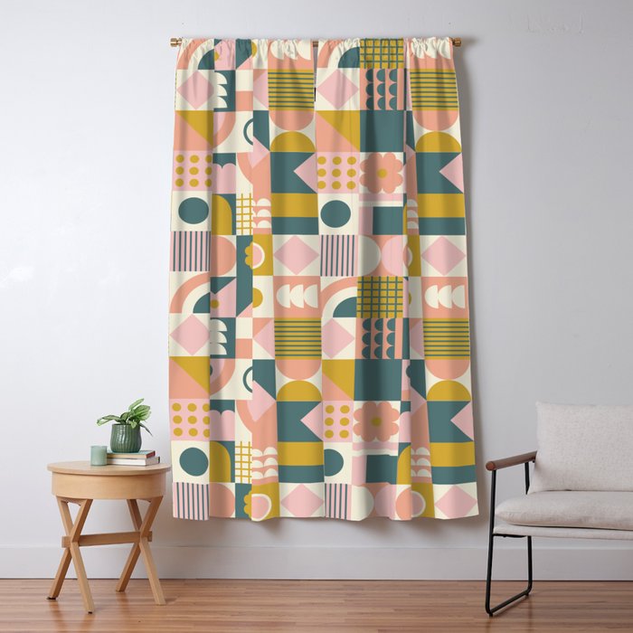 Mid Century Squares Window Curtain Gallery Image 5