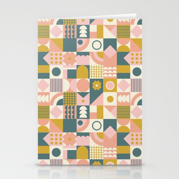 Mid Century Squares Stationery Card Gallery Image 1