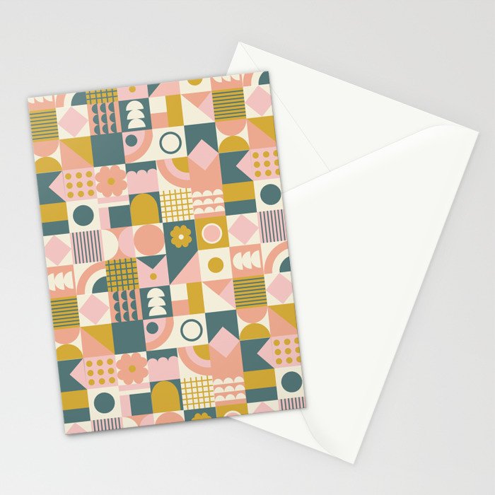 Mid Century Squares Stationery Card Gallery Image 2