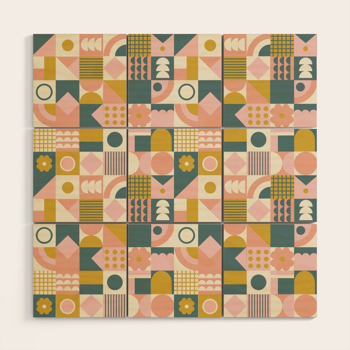 Mid Century Squares Wood Wall Art Gallery Image 1