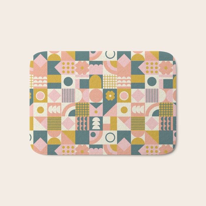 Mid Century Squares Bath Mat Gallery Image 1
