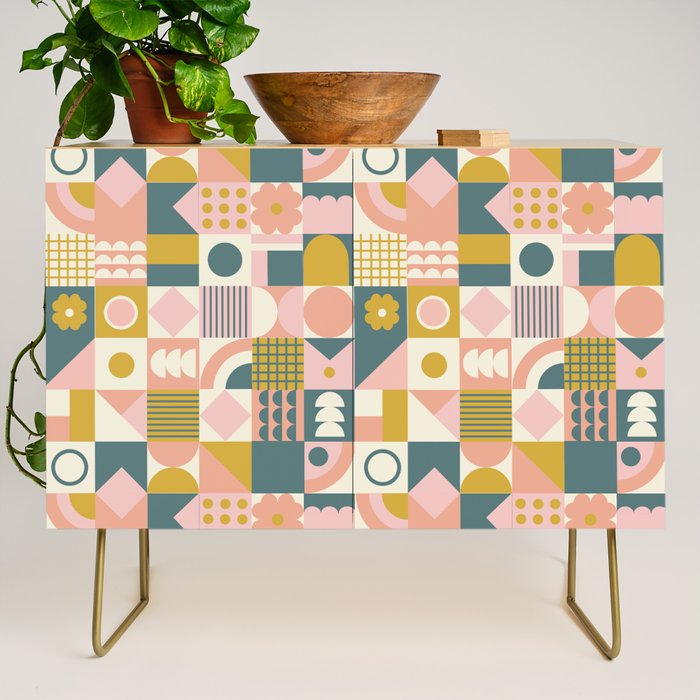 Mid Century Squares Credenza Gallery Image 1