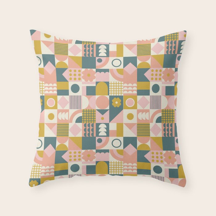 Mid Century Squares Throw Pillow Gallery Image 6