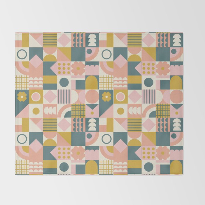 Mid Century Squares Throw Blanket Gallery Image 2