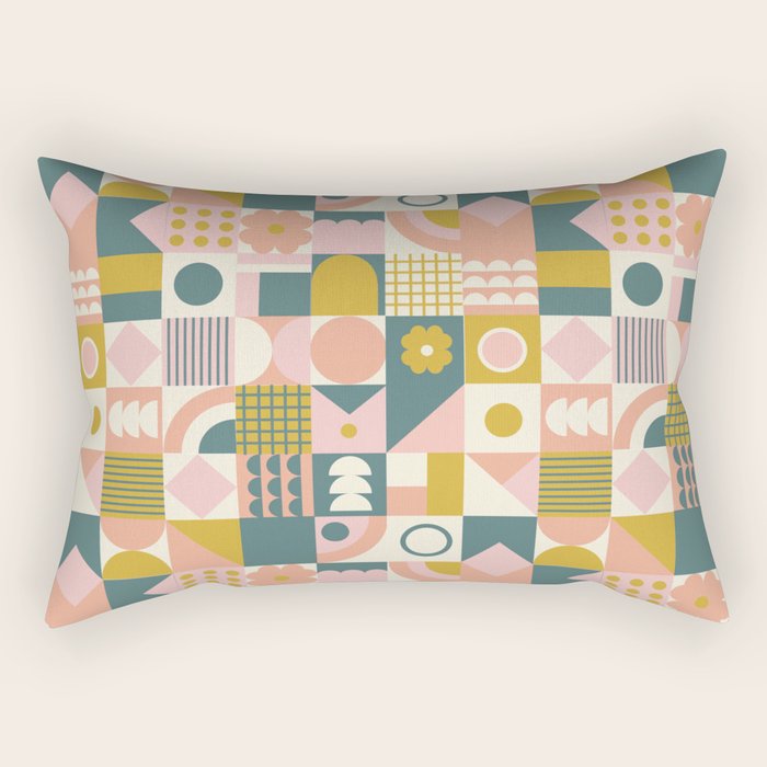 Mid Century Squares Rectangular Pillow Gallery Image 2