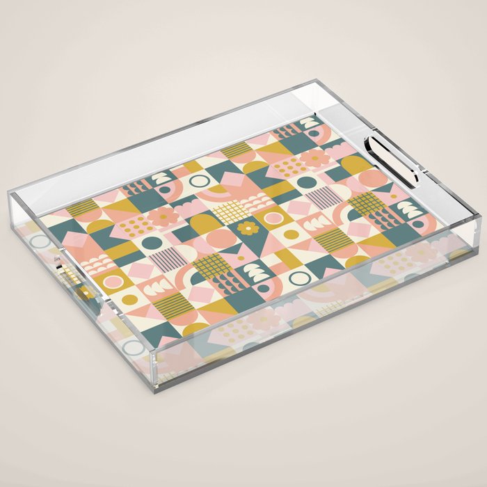 Mid Century Squares Acrylic Tray Gallery Image 1