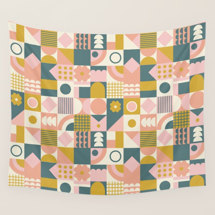 Mid Century Squares Wall Tapestry Gallery Image 4