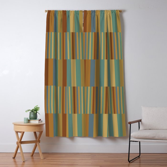 Mixed Stripes Pattern XX Retro Earthy Window Curtain Gallery Image 1