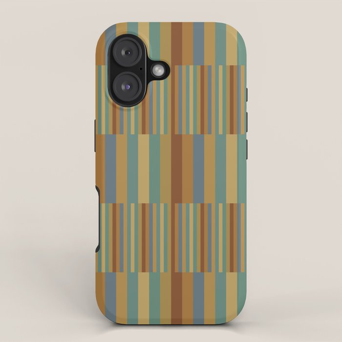 Mixed Stripes Pattern XX Retro Earthy iPhone Case Gallery Image 1