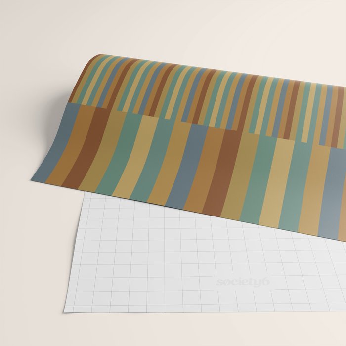 Mixed Stripes Pattern XX Retro Earthy Wrapping Paper Gallery Image 2