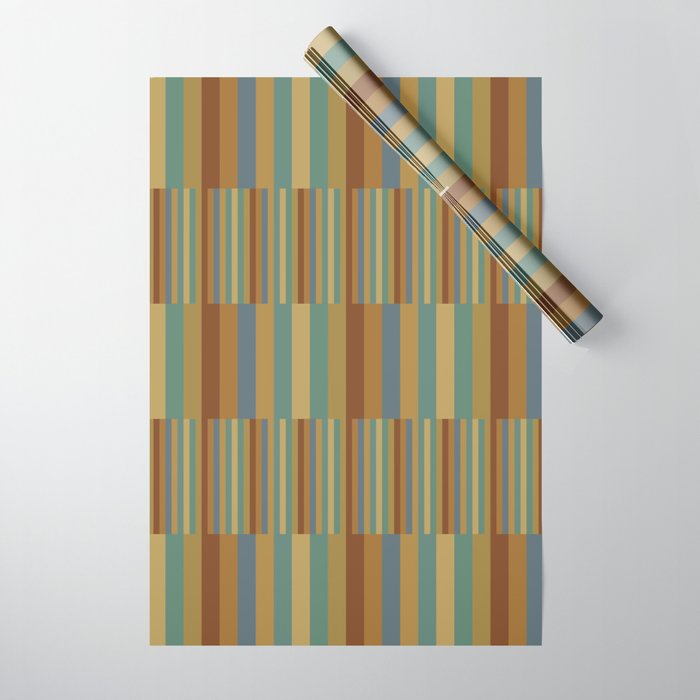 Mixed Stripes Pattern XX Retro Earthy Wrapping Paper Gallery Image 1