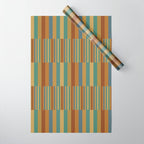 Mixed Stripes Pattern XX Retro Earthy Wrapping Paper Gallery Image 1
