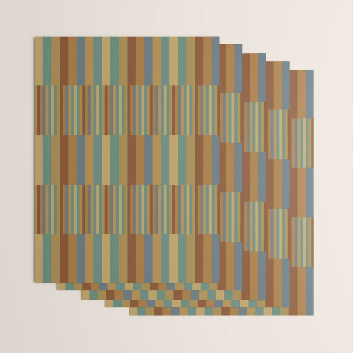 Mixed Stripes Pattern XX Retro Earthy Wrapping Paper Gallery Image 3