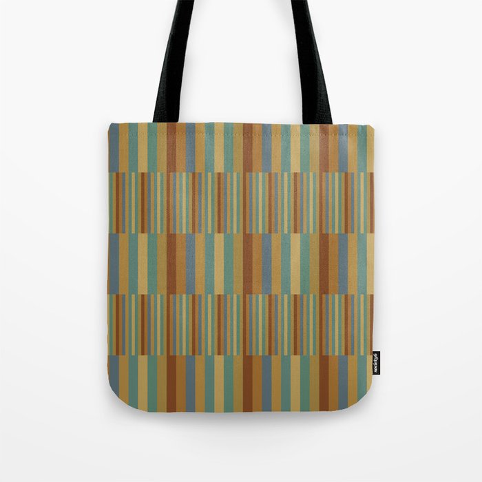 Mixed Stripes Pattern XX Retro Earthy Tote Bag Gallery Image 1