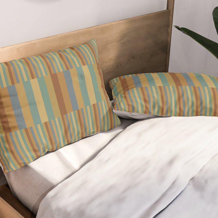 Mixed Stripes Pattern XX Retro Earthy Pillow Sham Gallery Image 2