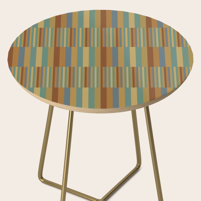 Mixed Stripes Pattern XX Retro Earthy Side Table Gallery Image 2