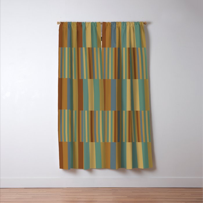 Mixed Stripes Pattern XX Retro Earthy Window Curtain Gallery Image 3
