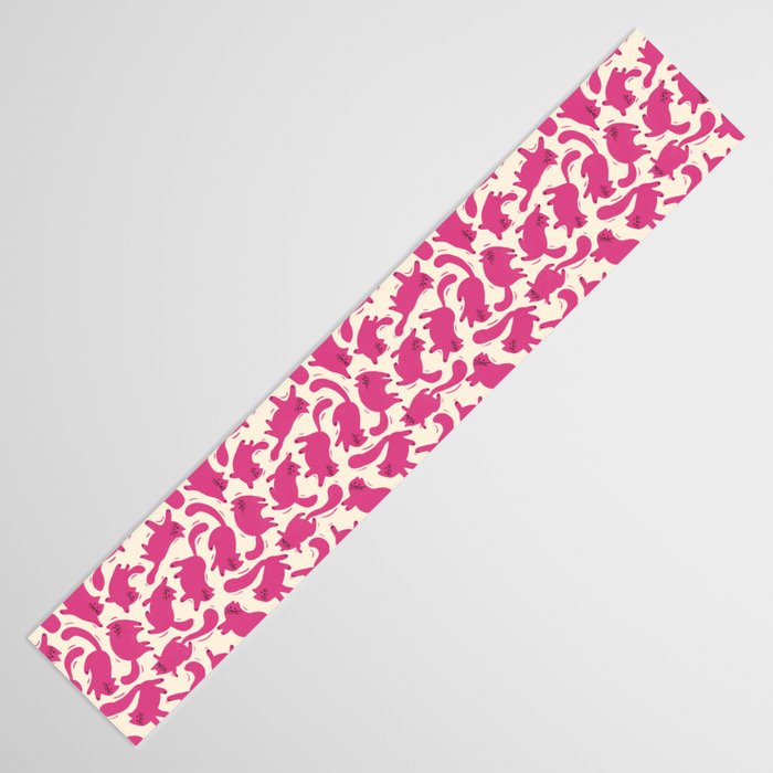 Playful Pink Cats Pattern Table Runner Gallery Image 3