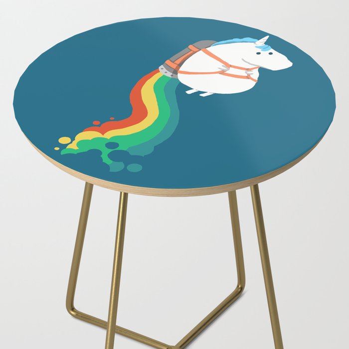 Fat Unicorn on Rainbow Jetpack Side Table Gallery Image 2