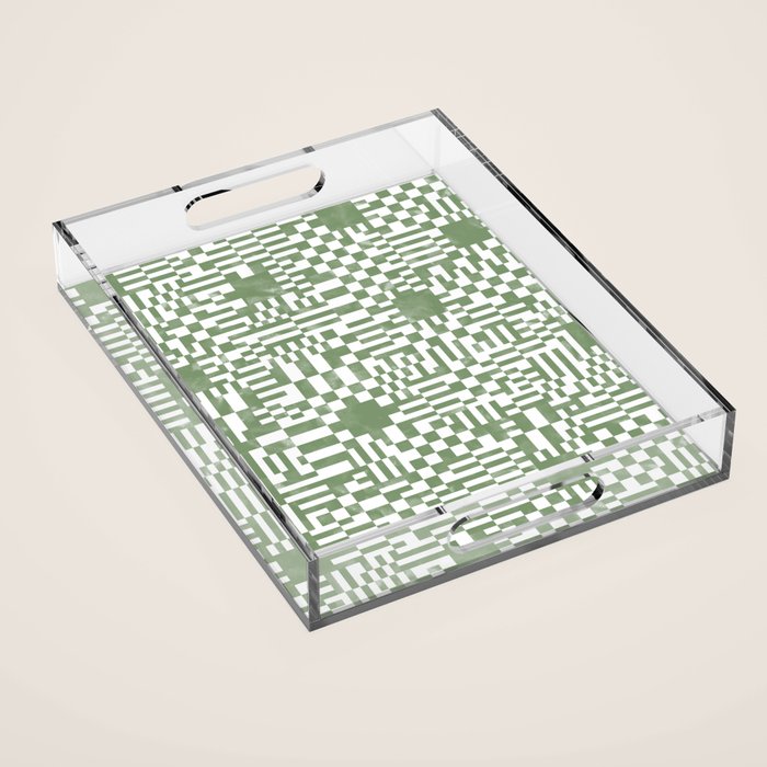 Green Op Art Vibes Acrylic Tray Gallery Image 1