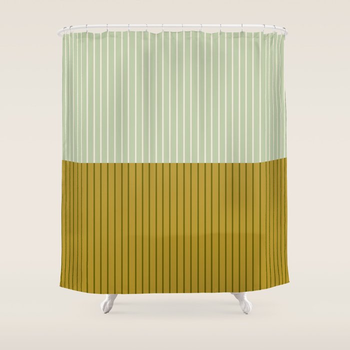 Color Block Lines XXI Moss Shower Curtain Gallery Image 1