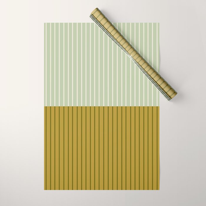 Color Block Lines XXI Moss Wrapping Paper Gallery Image 1