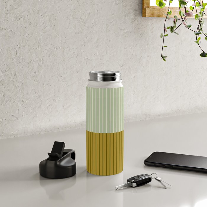 Color Block Lines XXI Moss Water Bottle Gallery Image 4