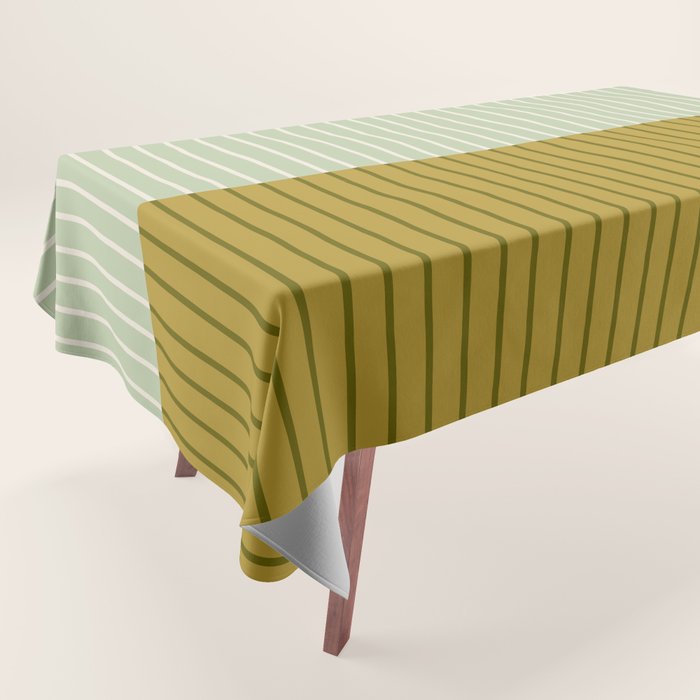Color Block Lines XXI Moss Tablecloth Gallery Image 1