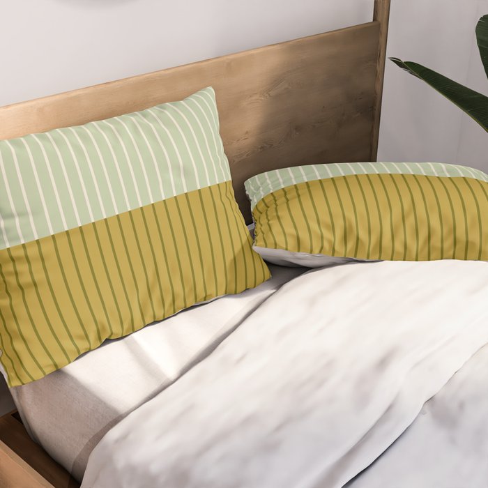 Color Block Lines XXI Moss Pillow Sham Gallery Image 2