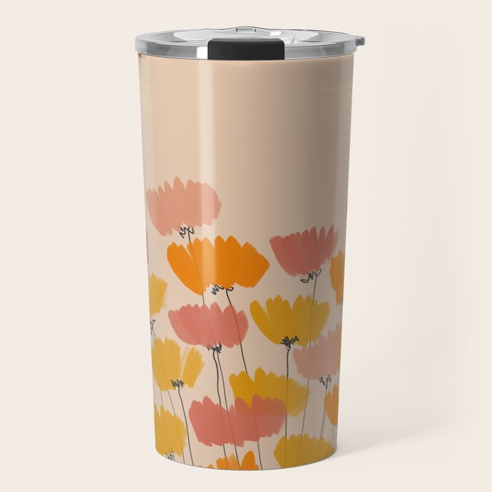 Summertime Flowers On Beige Travel Mug Gallery Image 1